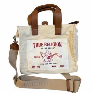 True Religion Beige and Brown Messenger Bag